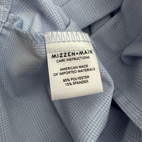 Mizzen + Main Leeward Collection Large Trim Fit Button Down Shirt Blue Check - Picture 8 of 8